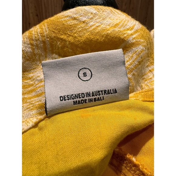 Yellow & White Palm Print Rue Stiic Womens Midi Dress With Spaghetti Straps & Op - Picture 7 of 9